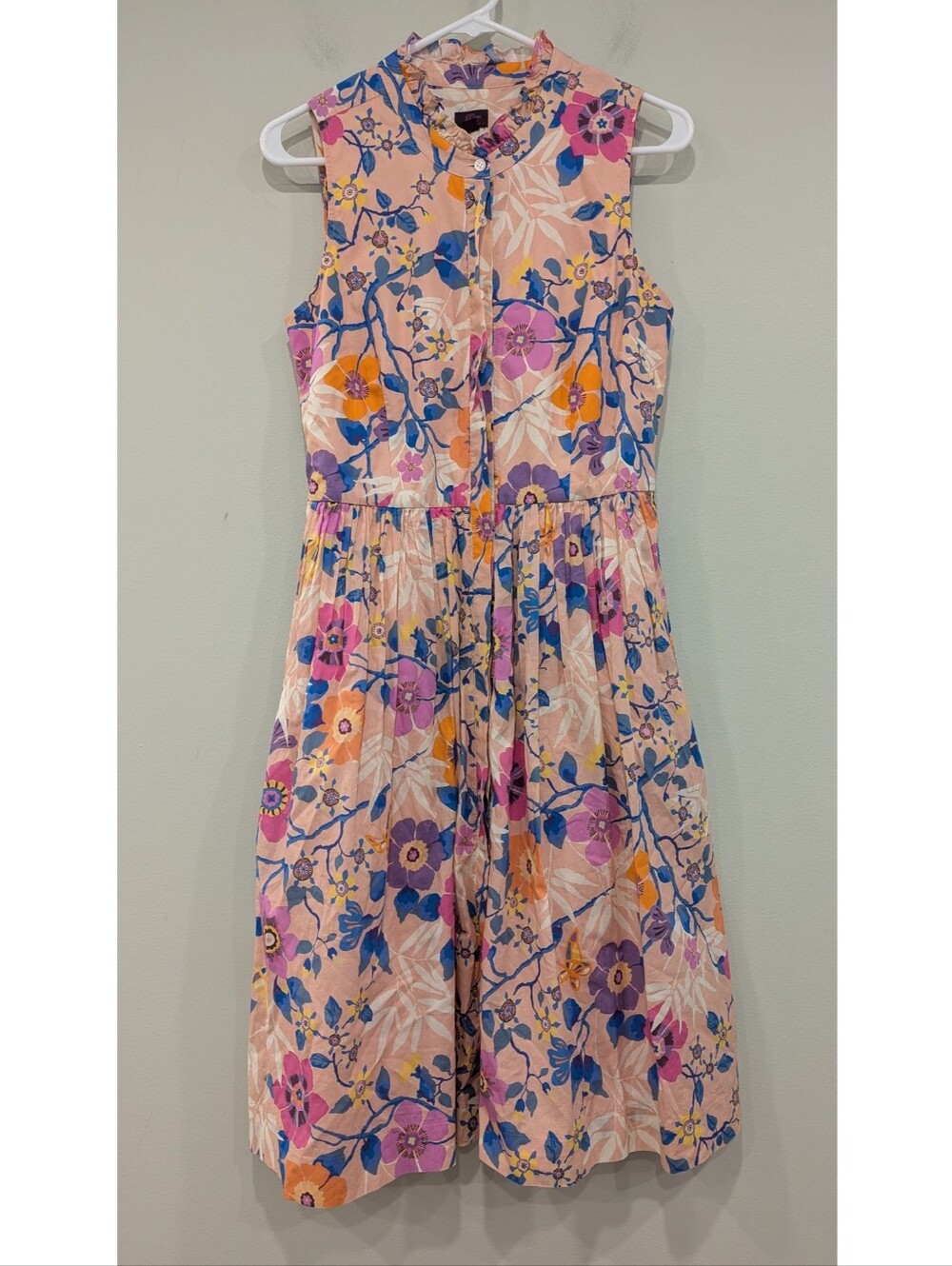 J. Crew X Liberty London Pavilion Ruffle Neck Sleeveless Cotton Dress Size 6